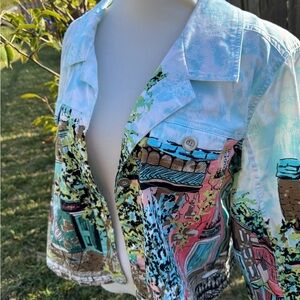 Christopher & Banks Multicolor Printed Jean Jacket